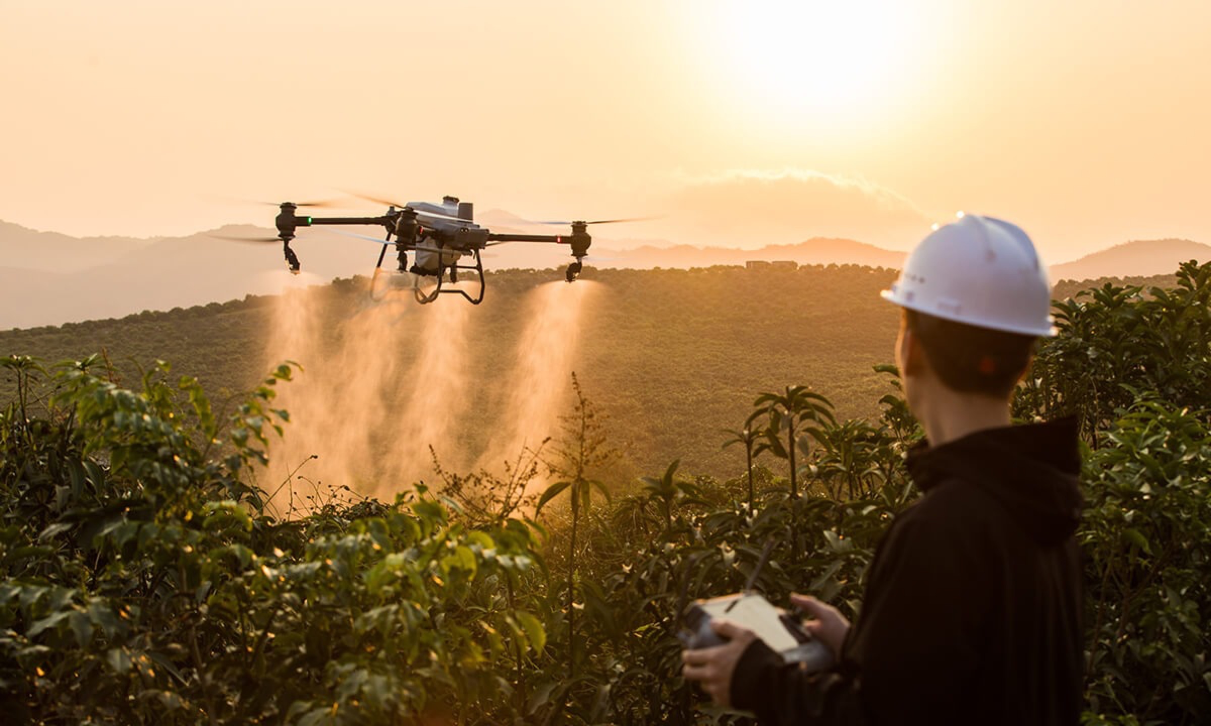 Enterprise agriculture drone operating in the field